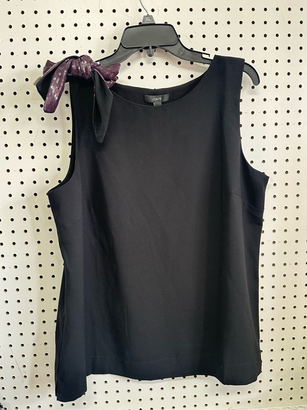 J. Crew Black Sleeveless Tank with Decorative Bow Shoulder